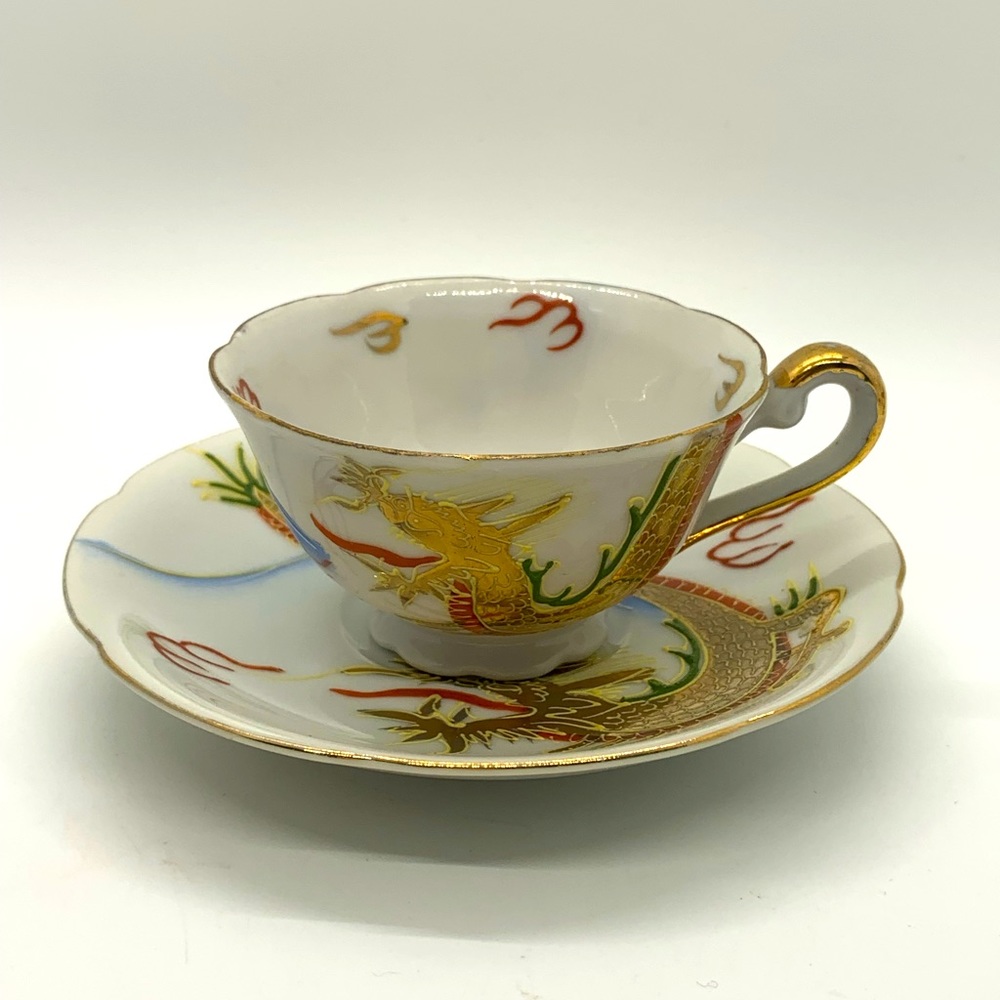 Vintage Made in Japan DRAGONWARE Tea Cup and Saucer
